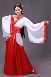 Китайский женский костюм с красными вставками