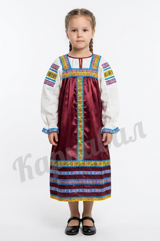 Сарафан Аленушка бордовый 5-6 лет (110-116 см)